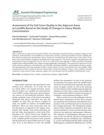 Más sobre Evaluación de la Calidad de la Cobertura de Suelo en las Áreas Adyacentes a los Vertederos Basada en el Estudio de Características de Lixiviados