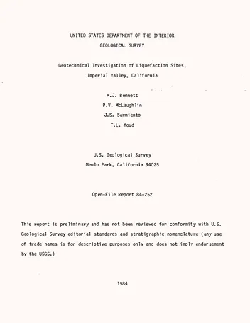 Más sobre Investigación Geotécnica de Sitios de Licuefacción, Valle Imperial, California