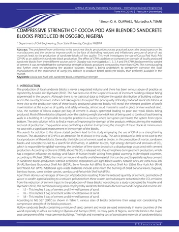 Más sobre Resistencia a la Compresión de Bloques de Sandcrete Mezclados con Ceniza de Vaina de Cacao