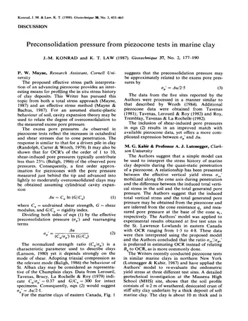Más sobre Discusión sobre la Presión de Preconsolidación a partir de Pruebas de Piezocono en Ambientes Marinos (2)