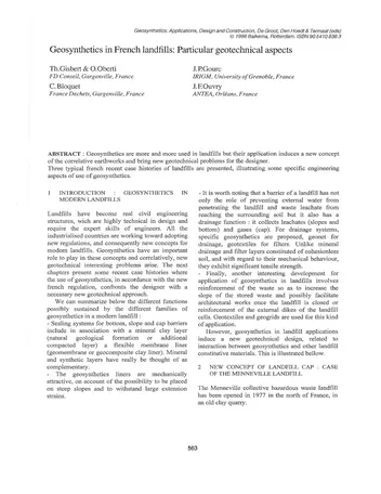 Más sobre Geosintéticos en Vertederos Franceses: Aspectos Geotécnicos Particulares