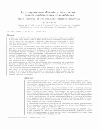 Más sobre Comportamiento de la Interfaz Suelo-estructura: Aspectos Experimentales y