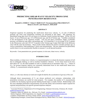 Más sobre Predicción de la Velocidad de Onda de Corte a partir de Conos