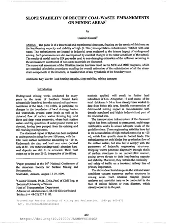 Más sobre Estabilidad de Pendientes de Terraplenes de Residuos de Carbón Rectificados en Áreas Mineras